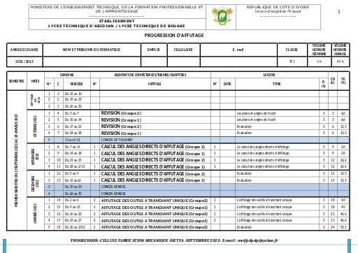 PROGRESSION AFFUTAGE TF1