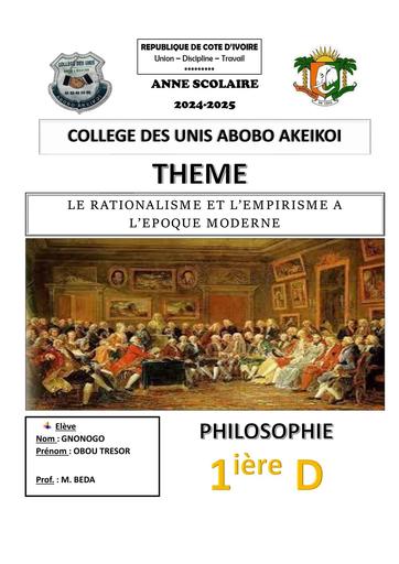 EXPOSE sur le Rationalisme et l'empirisme à l’époque moderne by TEHUA