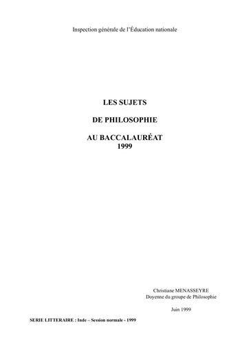 Les sujets de philosophie au baccalaureat 1999 by Tehua