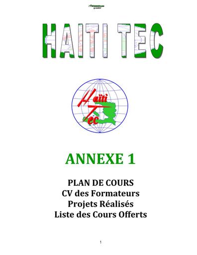 ANNEXE 1 PLAN DE COURS CV DES FORMATIONS PROJETS REALISES LISTE DE COURS  CHARPENTIER ET MENUISIER BY TEHUA
