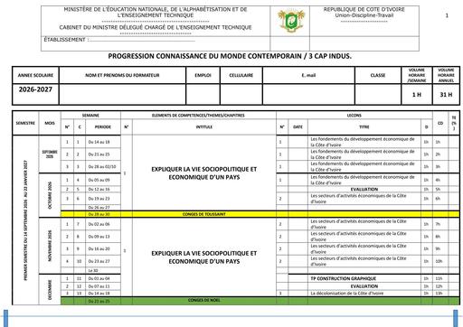 PROGRESSION 2026 27  CMC 3 CAP INDUSTRIEL by TEHUA