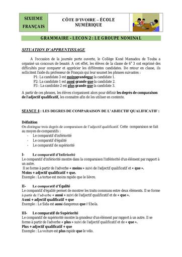 6e Gr L2 S4 degré comparatif