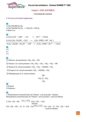 Corrigé Manuel de Chimie Tle CDE collection SuperNova by Tehua