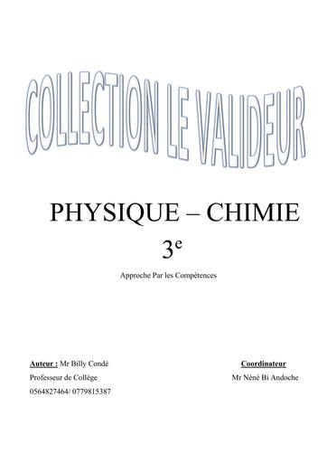 Fascicule Prepa Le VALIDEUR PC 3ieme By Tehua