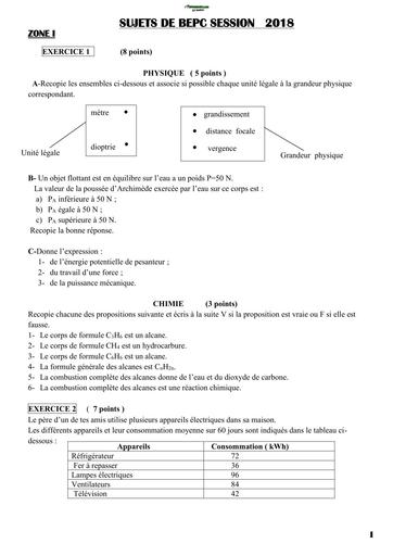 PREPA BEPC ABP COMPILE BEPC RCI 2018 2024 SUJETS PHYSIQUES  CHIMIE ZONE1,2,3 BY TEHUA