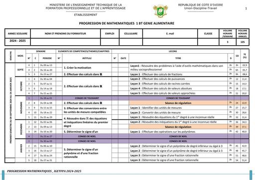 GENIE ALIMENTAIRE 1e Année  BT