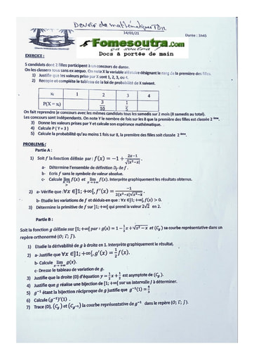 Devoir de Mathématiques  Terminale D