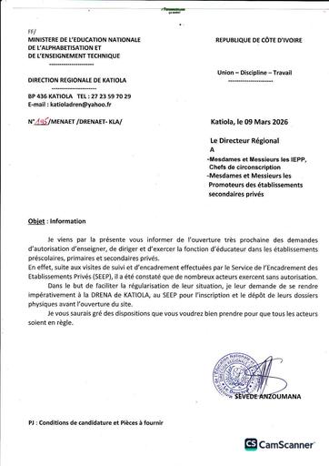 AUTORISATION D'ENSEIGNE 2026