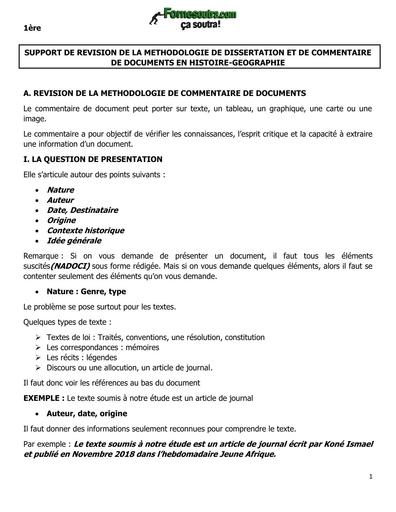 Histoire Geographie 1ière METHODOLOGIE 2 BY TEHUA