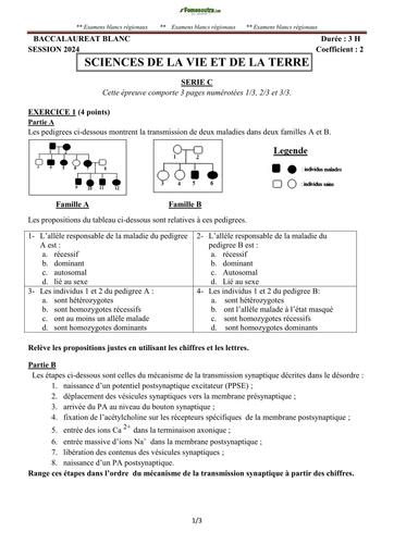 BAC Blanc 2024 SVT SÉRIE C Sujet By Tehua