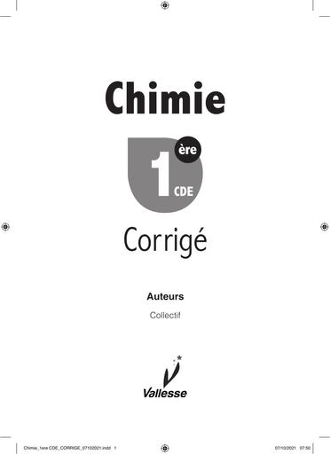 Corrigé Habileté Vallesse Chimie 1ière CDE By Tehua
