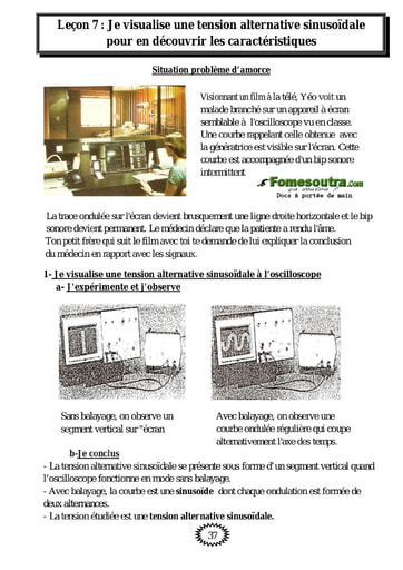 Je visualise une tension alternative sinusoïdale pour en découvrir les caractéristiques - Physique 4eme