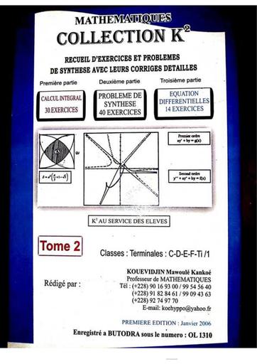Collection K² MATHS Tle C, D, E, F, Ti Tome 2 by TEHUA