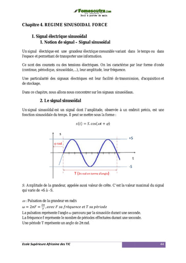 Régime sinusoïdal force - Cours d’électronique ESATIC