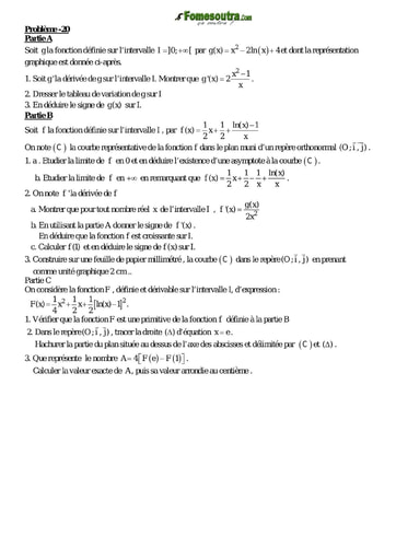 Problème 20 de maths niveau Terminale scientifique et BTS