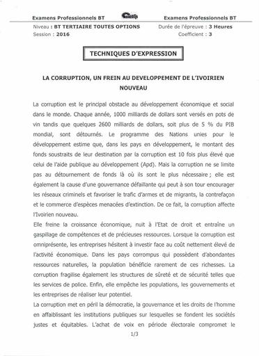 CC16 BT TERT TOUTES OPTION TECH EXPRESSION 2016 by Tehua