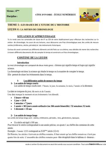 6ème H4 La notion de chronologie