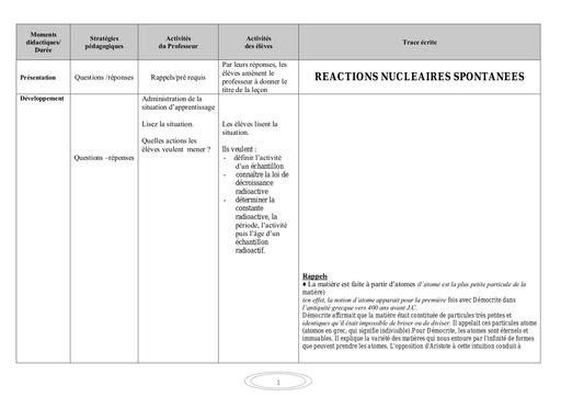 REACTIONS NUCLEAIRES SPONTANEES by Tehua
