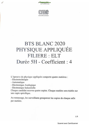 BTS Blanc Physique Appliquée