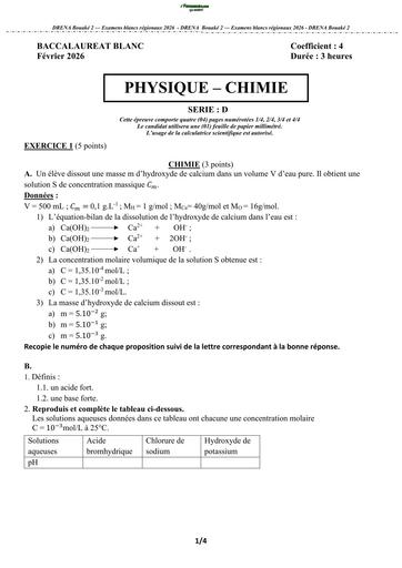 BAC BLANC 2026 DRENA BOUAKE 2 SUJET PC SERIE D (SUJET) by TEHUA