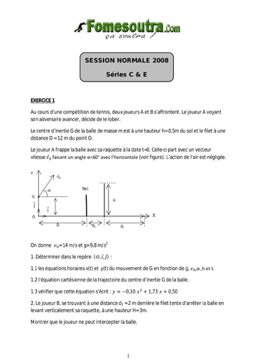 Sujet de Physique-Chimie BAC C et E 2008