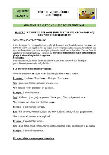 5 Grammaire 5ème L1 S5