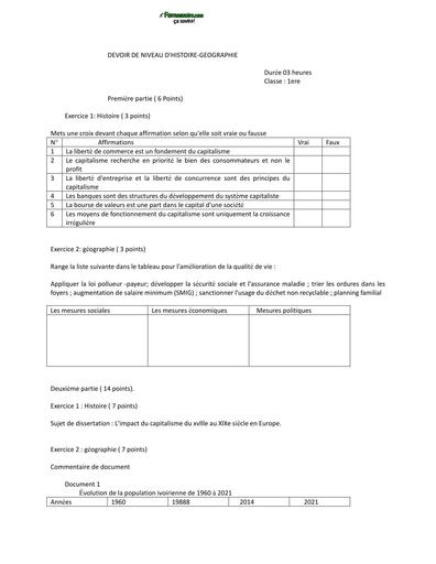 DEVOIR D'HISTOIRE GEDOGRAPHIE 1ière  2026 BY TEHUA