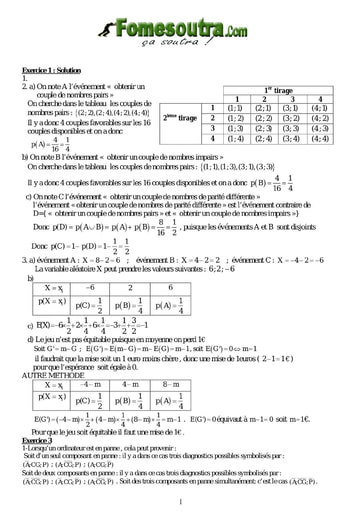 Corrigé Devoir 7 de maths niveau Terminale D