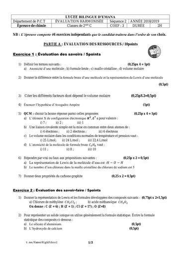 LycéeBEmana Chimie 2ndeC 2èmeSéq 2018