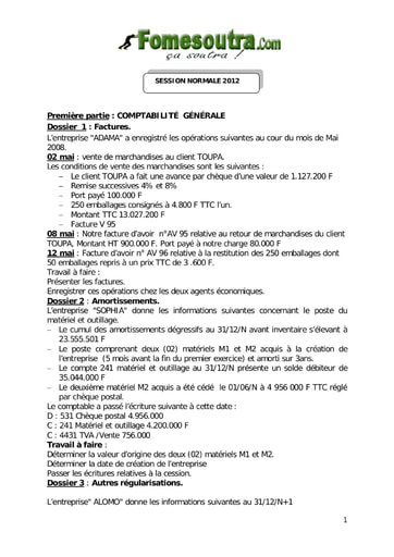 Sujet d'étude de cas BAC G2 2012