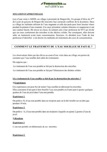 Comment le traitement de l’eau souillee se fait-il ? - SVT 4ème