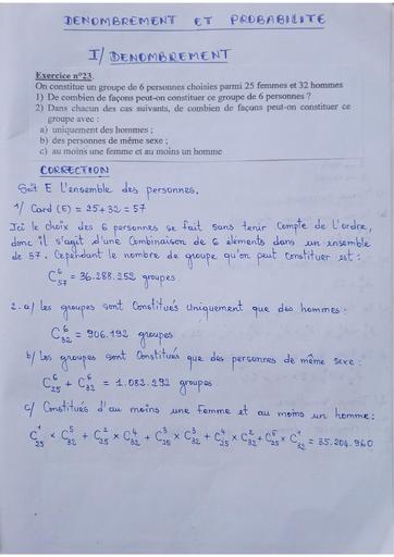 Exercice corrigé Maths ( Denombrement) 1iere By Tehua