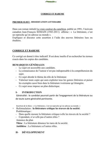 BAC BLANC REGIONAL 2025 FRANCAIS (DISSERTATION) SERIE ACD CORRIGE+BAREME BY TEHUA