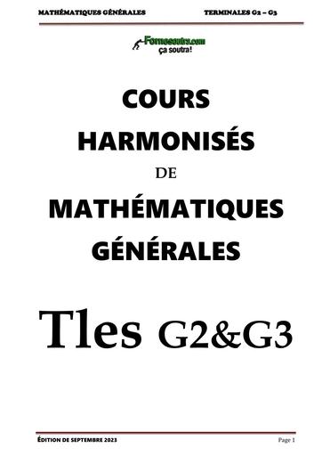 COURS Mathematiques Generales Tle G2 G3 BY TEHUA
