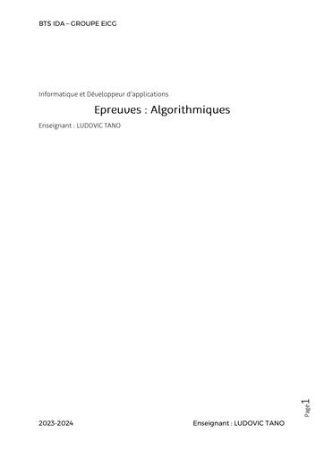 SUJET ALGORITHMIQUE By Ludov Ta'n