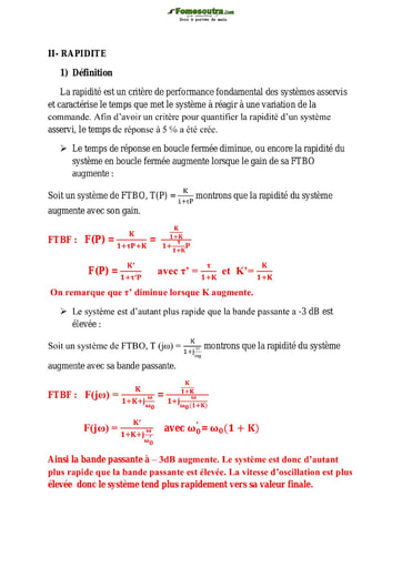 Cours sur la Stabilité rapidité précision