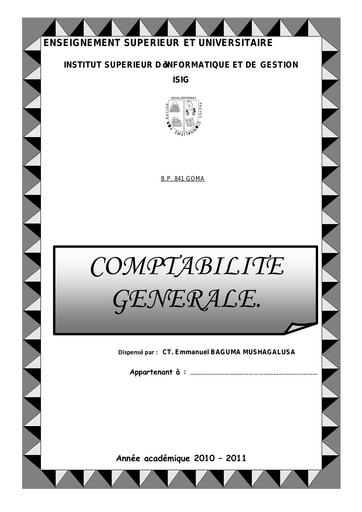 Cours Comptabilite Generale by Tehua
