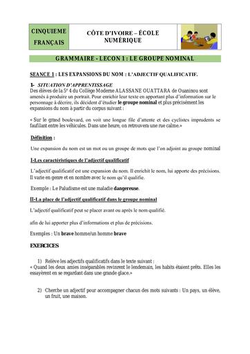 1 Grammaire 5ème L1 S1