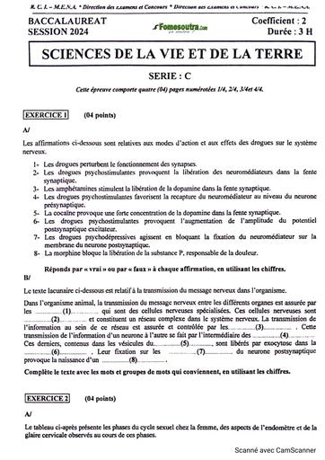 SUJET BAC 2024 SVT SERIE C by Tehua