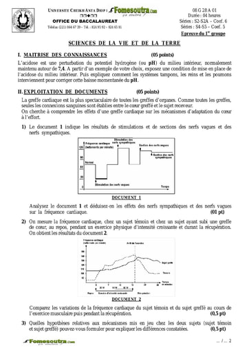 Sujet de SVT BAC S2 S2A S4 et S5 2008 - Sénégal