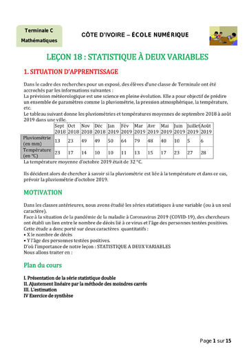 Sujet Mathématique Terminale C Statistiques