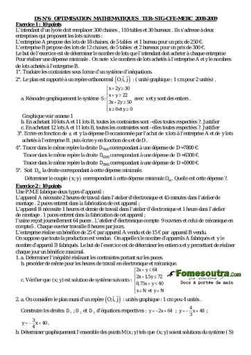 TP corrigé (10) Optimisation - Maths Terminale G