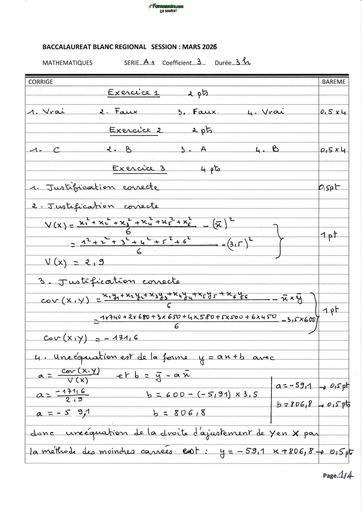 BAC blanc 2026 INTERNE LYMUA MATHS serie A1 BAREME Drena ABIDJAN 4 LYMUA By TEHUA