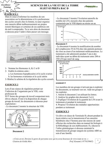 SITUATION D'EVALUATION TLE D SUJET 3 Tle D SVT BY TEHUA