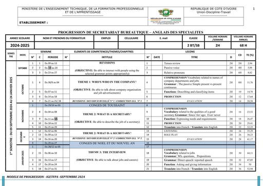 ANGLAIS 2 BT SECRETARIAT BUR 2024 2025
