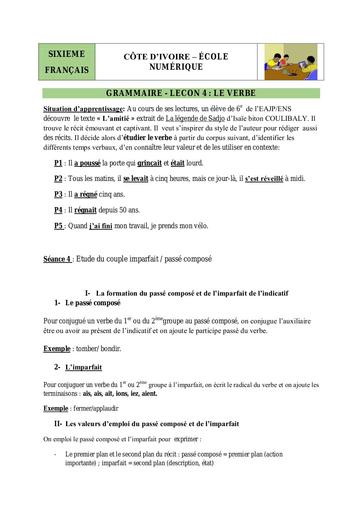 6e Gr L4 S4 imparfait passé composé
