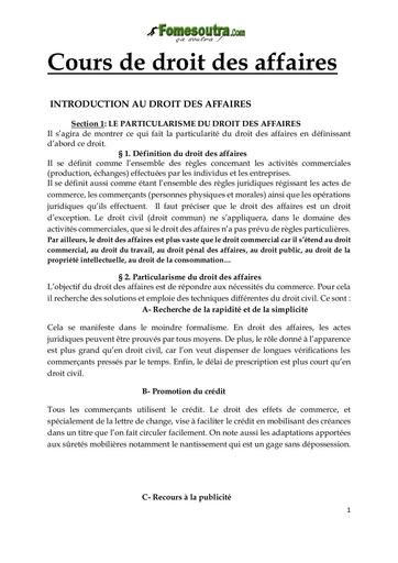 UFHB de Cocody Cours de droit des affaires L2 SCIENCES ECONOMIQUES by TEHUA