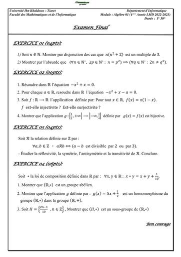 Examen1+Solution Algèbre 1 by TEHUA