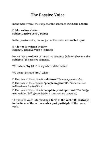 The Passive Voice
