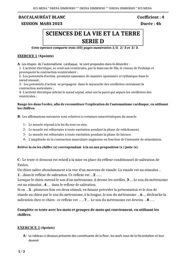 PREPA BAC 2023 SVT Dimbokro